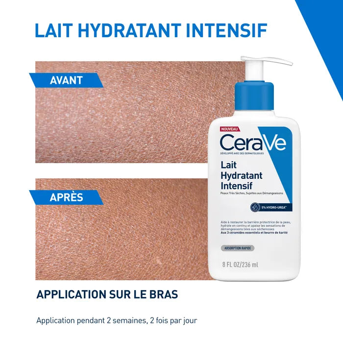 CeraVe Lait Hydratant Intensif Visage et Corps Pour les Peaux Très Sèches à Démangeaisons, 236ml
