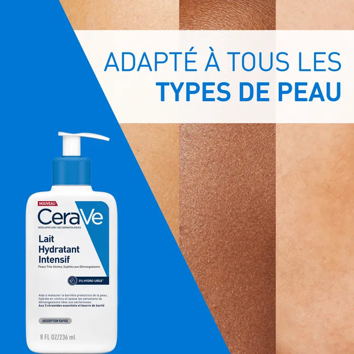 CeraVe Lait Hydratant Intensif Visage et Corps Pour les Peaux Très Sèches à Démangeaisons, 236ml