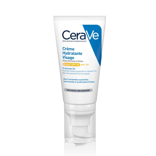 CeraVe Crème Hydratante SPF30 - Visage - Peaux Normales à Sèches, 52 ml