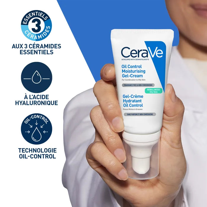CeraVe Gel-Crème Hydratant Oil Control - Peaux Mixtes à Grasses, 52ml