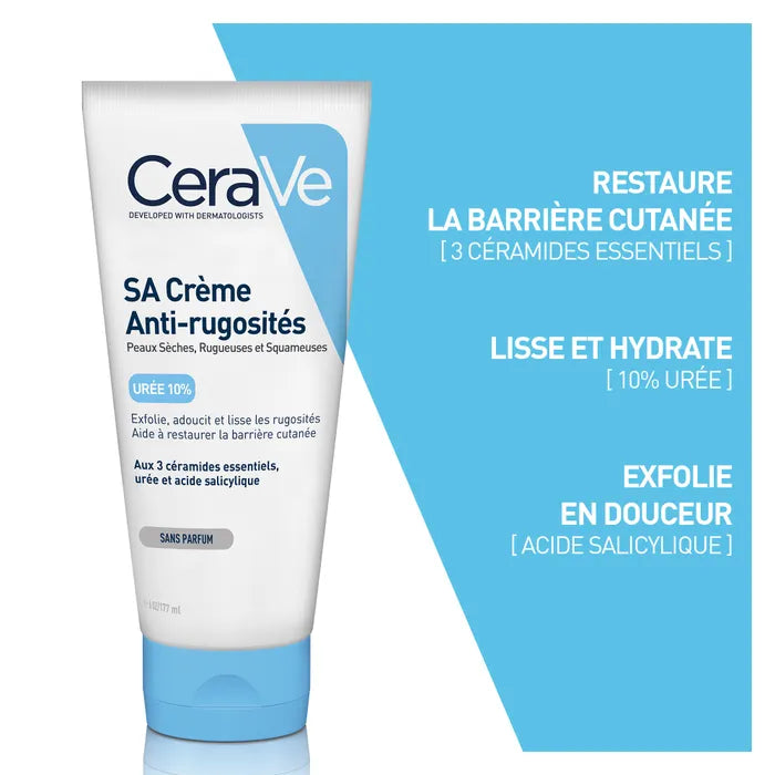 CeraVe Crème SA Anti-Rugosités Pour les Peaux Très Sèches et Rugueuses , 177ml