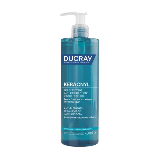 Ducray KERACNYL - Gel Moussant Anti-Imperfections - Visage et Corps - Peaux Grasses, 400ml