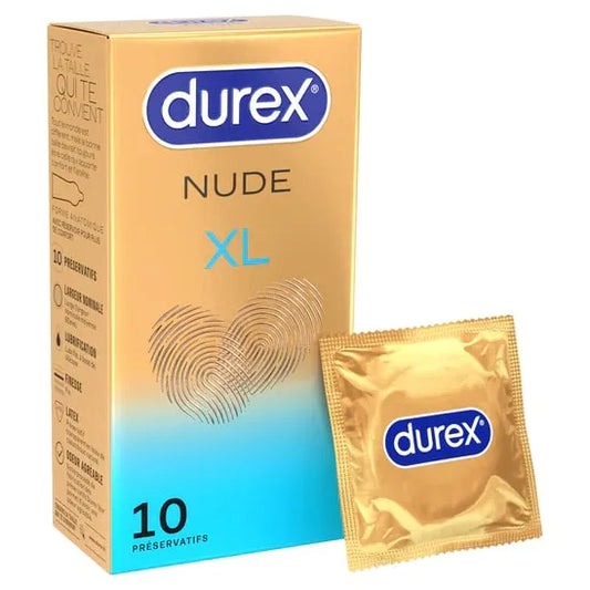 Durex NUDE - préservatifs lubrifiés XL, 101 unités