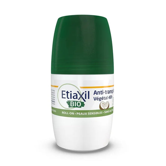 Etiaxil Déodorant Anti-Transpirant Végétal 48H Parfum Coco Roll-On Bio - Peaux Sensibles, 50ml