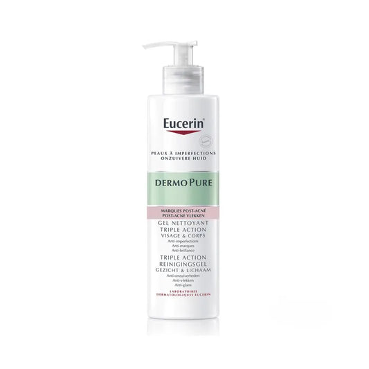 Eucerin DERMOPURE - Gel Nettoyant Triple Action - Visage et Corps - Peaux à Imperfections, 400ml