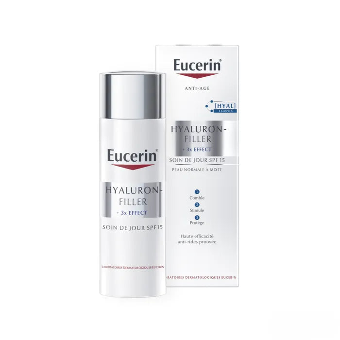 EUCERIN HYALURON-FILLER +3X EFFECT - Soin de Jour SPF15 Anti-Âge - Peaux Normales à Mixtes, 50ml