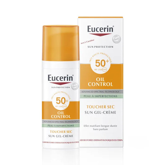 EUCERIN SUN PROTECTION - Sun Gel-Crème Oil Control SPF50+ Toucher Sec - Visage - Peaux à Imperfections, 50ml