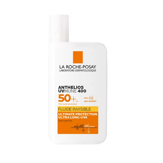 La Roche-Posay ANTHELIOS UVMUNE 400 - SPF50+ Fluide Solaire Invisible Visage Sans Parfum Peaux Sensibles, 50ml
