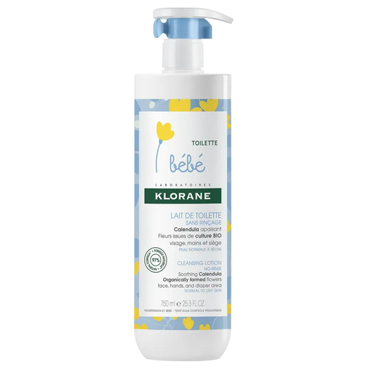 Klorane BÉBÉ - Lait de Toilette Sans Rinçage au Calendula, 750ml