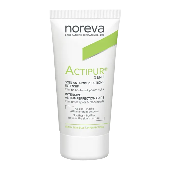 Noreva ACTIPUR – Soin Anti-Imperfections Intensif 3 en 1 - Visage - Peaux Sensibles à Imperfections, 30ml