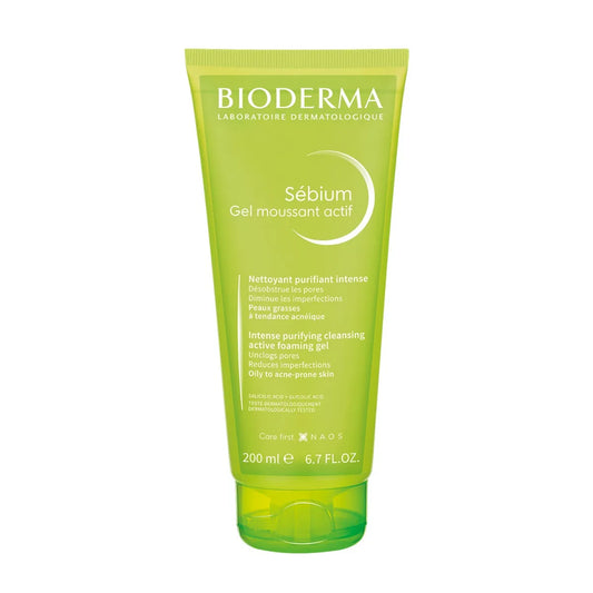 Bioderma SEBIUM - Gel Moussant Actif - Peaux Grasses à Tendance Acnéique, 200ml