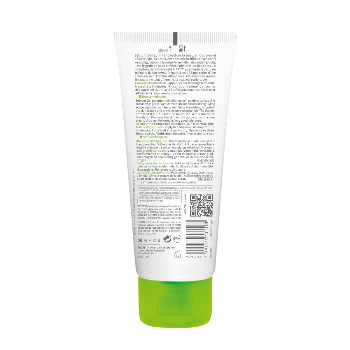 Bioderma SEBIUM - Gel Gommant Exfoliant et Purifiant - Peaux Mixtes à Grasses, 100ml