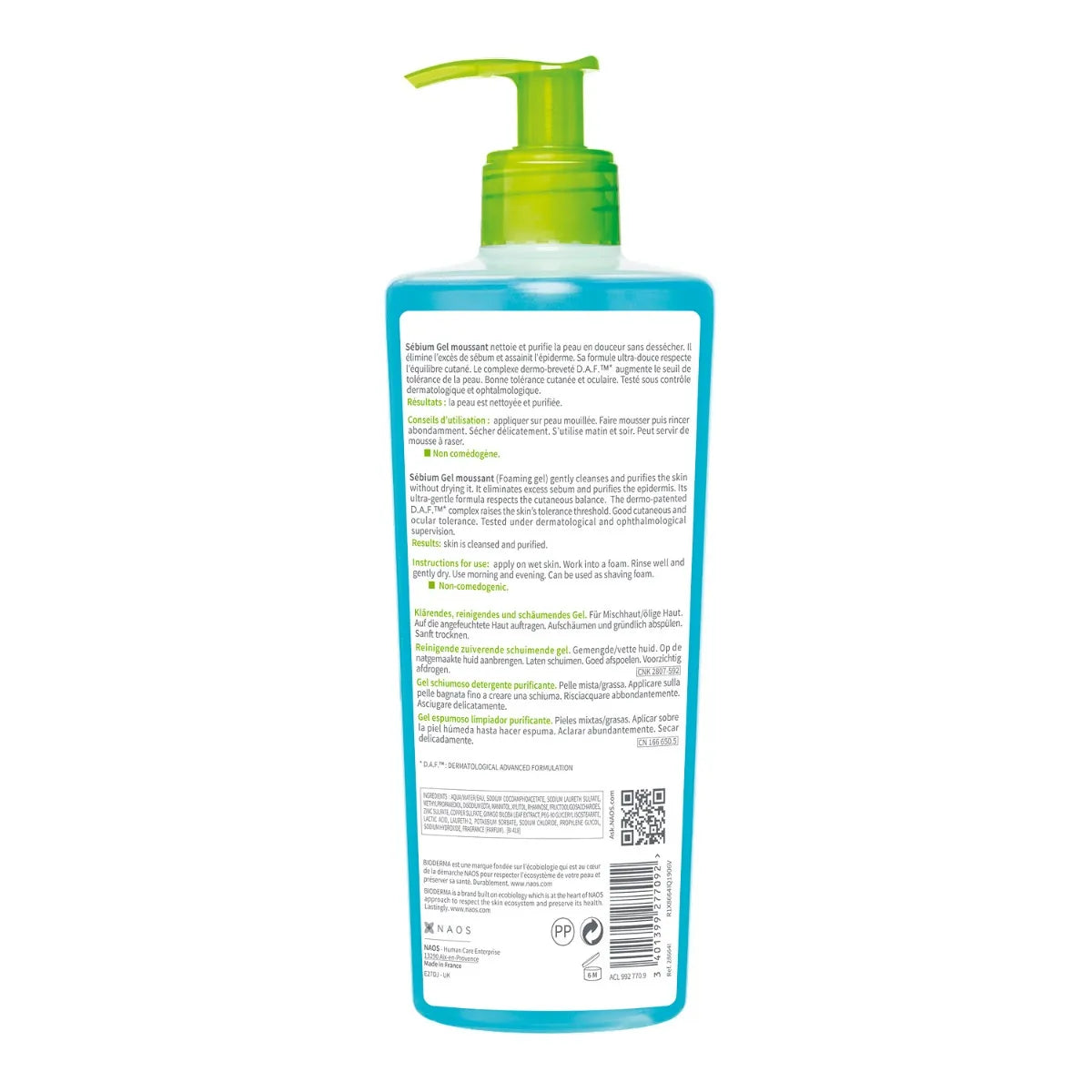 Bioderma SEBIUM - Gel Moussant Nettoyant et Purifiant - Peaux Mixtes à Grasses, 500ml