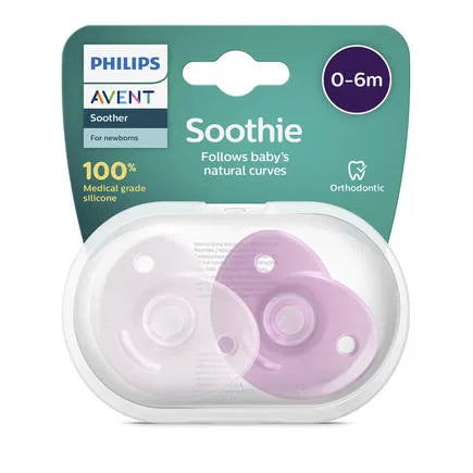 Avent SOOTHIE - Sucettes Orthodontiques - De 0 à 6 mois, 2 Sucettes