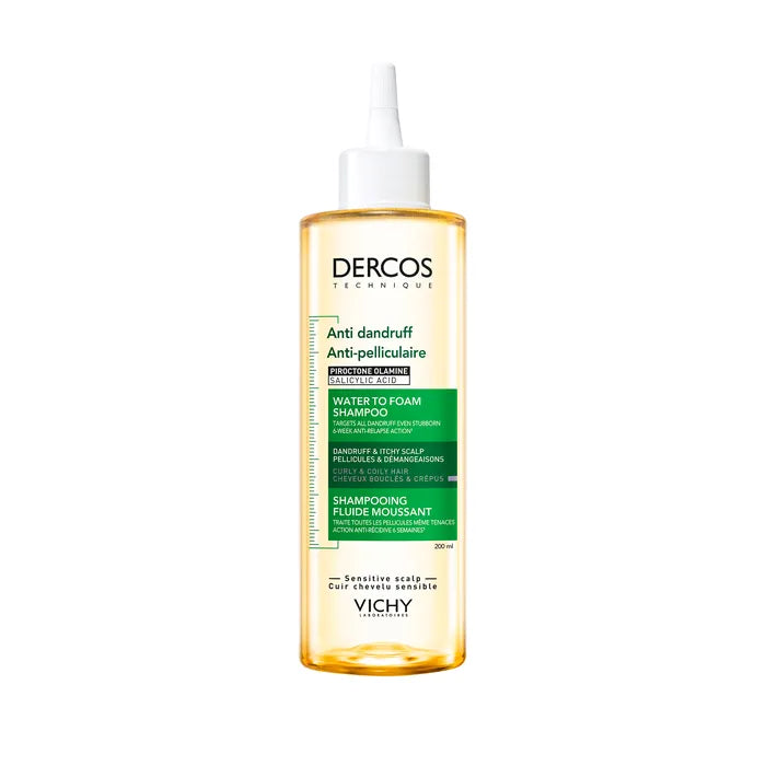 Dercos Anti-pelliculaire Shampooing Fluide Moussant - Cheveux Bouclés & Crépus, 200ml