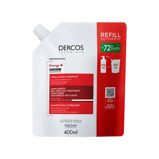 Dercos Energisant Shampooing Stimulant Complément Anti-Chute, Eco-Recharge 400ml