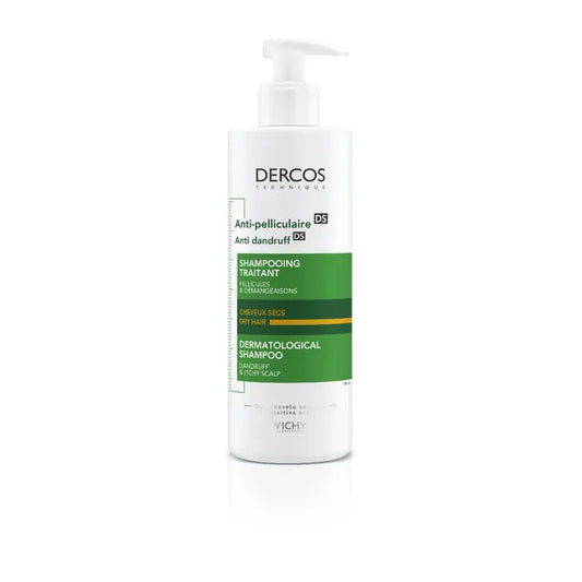 Dercos Anti-Pelliculaire Shampooing Traitant Pellicules et Démangeaisons Cheveux Secs, 390ml