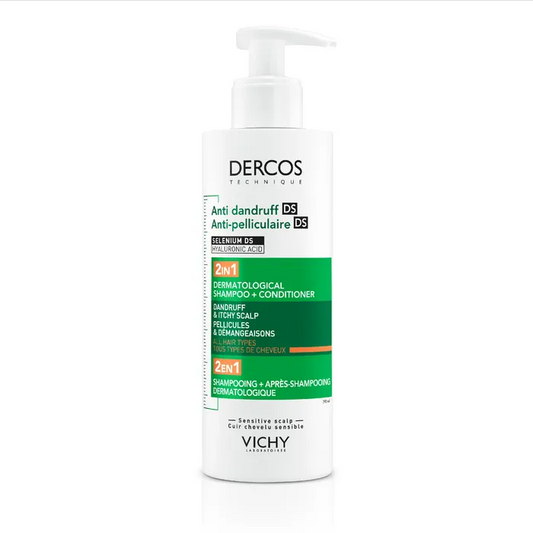 Dercos Anti-pelliculaire Shampooing + Après-Shampooing 2en1 Pellicules et Démangeaisons - Tous Types de Cheveux, Cuir Chevelu Sensible, 390ml
